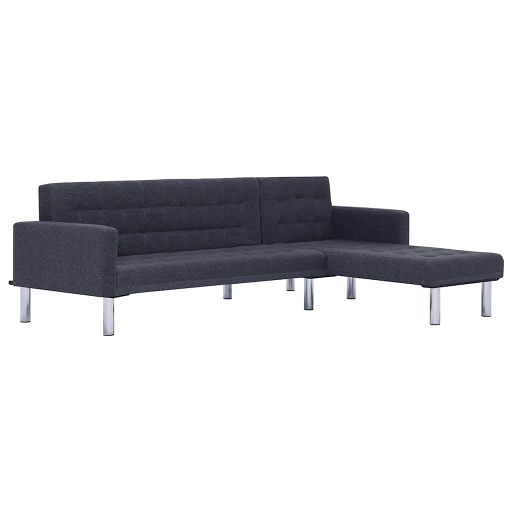 Sofá cama en forma de L gris oscuro poliéster