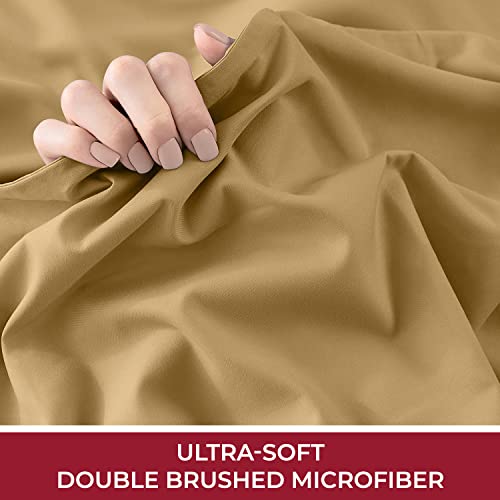 Mellanni Queen Sheet Set - Iconic Collection Bedding Sheets & Pillowcases - Hotel Luxury, Extra Soft, Cooling Bed Sheets - Deep Pocket Up To 16" - Wrinkle, Fade, Stain Resistant - 4 Pc (Queen, Gold) #TOP5
