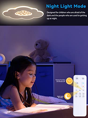 Baerolc Plafoniera a LED, 40CM Lampadario cameretta LED Nuvole Plafoniera dimmerabile con Telecomando, 24W plafoniera cameretta bambini con in Stella Alla Moda Lampadario cameretta bambini - Image 4