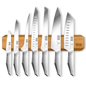 8 Pieces Knife Set with Magnetic Knife Holder, Ultra Sharp Stainless Steel Kitchen Knives Set, Professional Chef Knife Sets with Ergonomic Handle