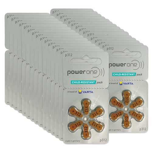 Power One Hearing aid Batteries Size 312 - p312 Battery for Hearing aid Long-Lasting. Mercury-Free 1.45v zinc-air Hearing aid Batteries (180 Batteries) - Expiration Date June 2028