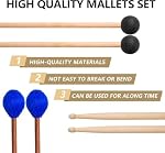 Drum Mallets Kit – 3 Pairs (Rubber, 5A, Marimba) with Drum sticks Bag, Percussion instrument Accessories for Steel Drum, Glockenspiel, Bass Drum, Cymbals, Xylophone Mallets for Beginners