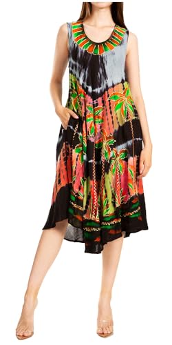Caftan Robe Sakkas Palmier Tie Dye pour femme idéal comme cover up de plage en été