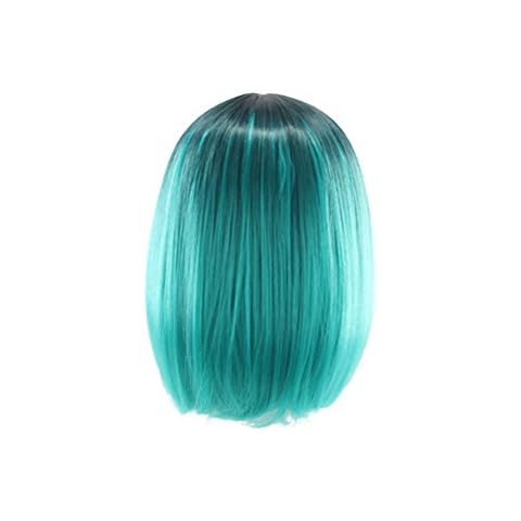 FRCOLOR Womens Bob Perücke kurze glatte Haare Bob Ombre Haarteil synthetische Perücke Farbverlauf Haar Cover