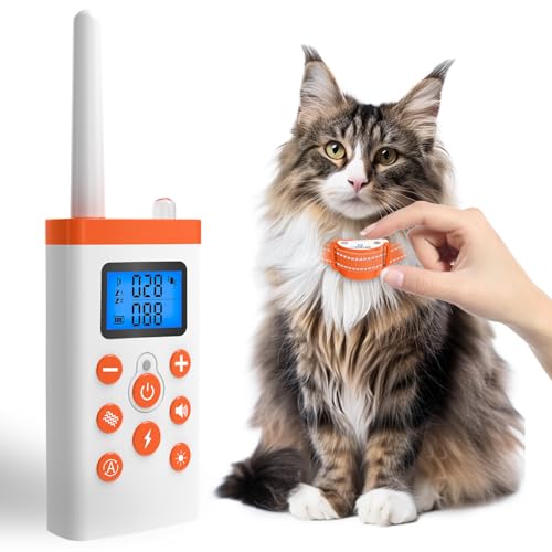 2-in-1 Cat Shock Collar Shock Collar for Cats with Beep Vibration Shock & Auto Stop Meowing 4 Modes 2300ft Cat Training Collar with Remote Effective for Bad Behavior IP67 Waterproof