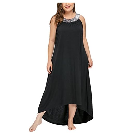 Ansenesna Kleid Damen Sommer Lang Elegant Schick Große Größen,Asymmetrisch Vintage Abendkleid Für Mollige (XXXXXL, Schwarz)