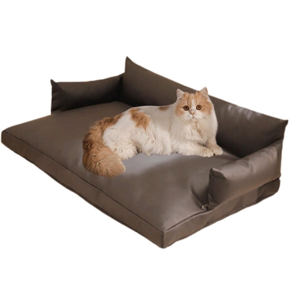 Haustier-Sofabett, Wasserdichter Katzen-Liegestuhl, Vintage Katzen Und Hundesofa Aus Kunstleder, Abnehmbarem Und Waschbarem Bezug, Für Katzen Und Kleine Hunde,Schwarz,A