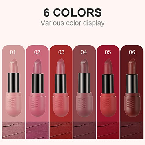 Niceface 6 Colors Matte Velvet Retro Lipstick Set, Waterproof Long Lasting Non-Stick Cup Not Fade Durable Nude Lip Gloss Makeup Set For Women Gift (Set B) #TOP2