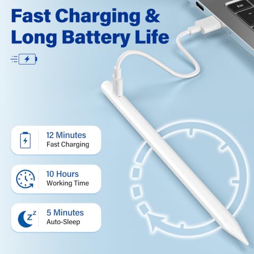Thrillza Stylus Pen for iPad 2018–2026 Fast Charge Magnetic Attachment, Palm Rejection, Tilt Sensitive Precision Pencil Alternative for Apple iPad Pro 11"/12.9"/M4, Air 3/4/5/M2/M3/M4, mini 5/6/7 PD — view 2