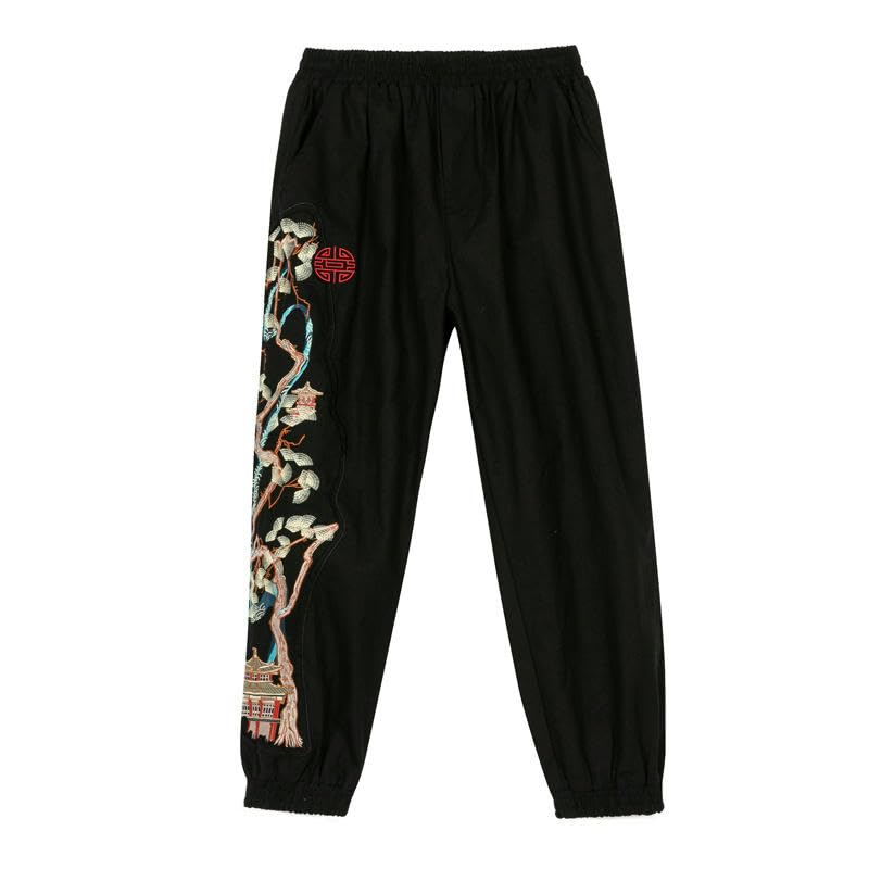Pantalon style chinois homme ample décontracté à broderie fine - 5