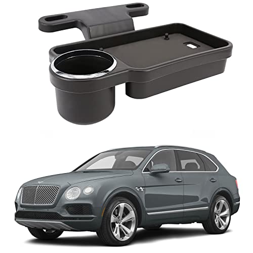 Image of Oshotto (FT-04) Foldable Car Auto Headrest Rear Back Seat Table Drink Food Cup Tray Holder Compatible with Bentley Bentayga - Black