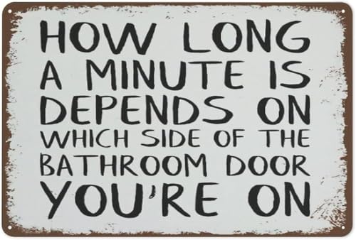 Wall Decor Bathroom Tin Sign Poster How Long A Minute