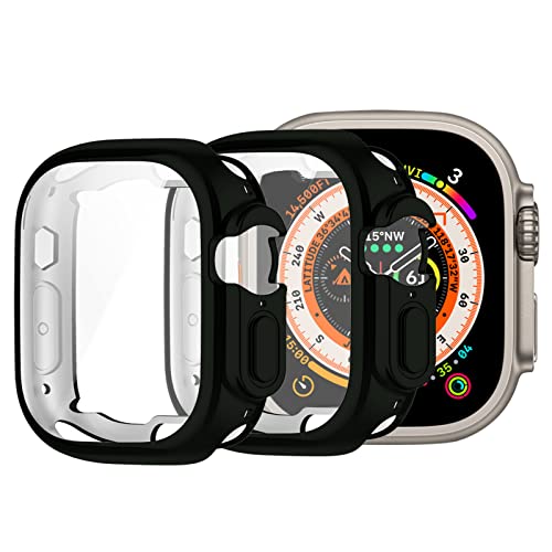 For Apple Watch Ultra 49mmp یP[XiQjSʕی tB TPU bL _ XN[ EȒP ϏՌ یJo[ (ubN)