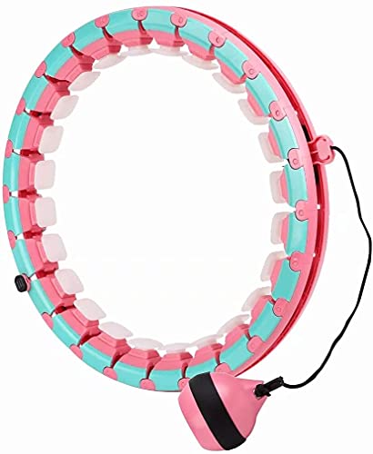 Hula Hoop Fitness Reifen, 26 Artikulierte Reifen Verstellbare Hoola Hoop mit Schwerkraftball, 360° Surround Gewichtsverlust Massage Hoop für Erwachsene, Kinder und Anfänger Abnehmen(Rosa-Grün) Cover