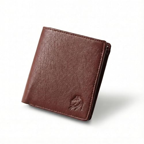 Image of VEMILIO Vegan Leather Wallet for Men & Women | 6 Card Slots | ID Window | Coin Pocket | 2 Hidden & 2 Currency Compartments | Durable Slim Bifold Purse (Dark Brown)