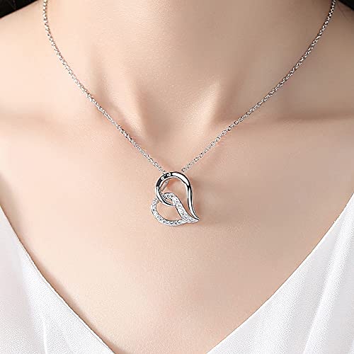 Colliers ras du cou en zircon rose double cœur chic - 3