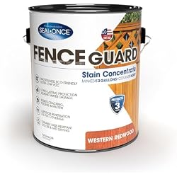 SEAL-ONCE Fence Guard Water-Repellent Wood Stain, Western Wood, 1 Gallon | Water-Based Concentrate makes 3-Gallons of Stain, Deep Penetrating, For Fences, Gates & Outdoor Structures