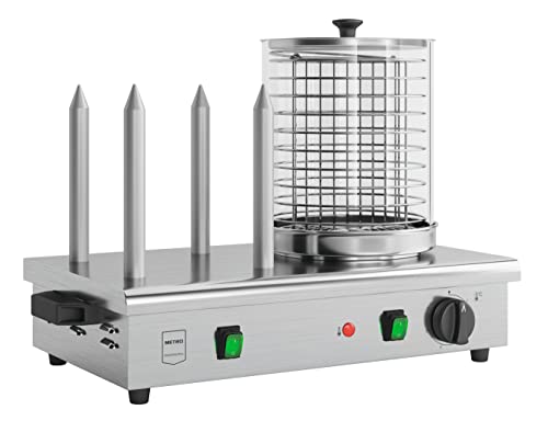 METRO Professional Macchina per Hot Dog con barre scaldapane GHM2001, acciaio inox/alluminio/vetro, fino a 100°C, 550 W, argento