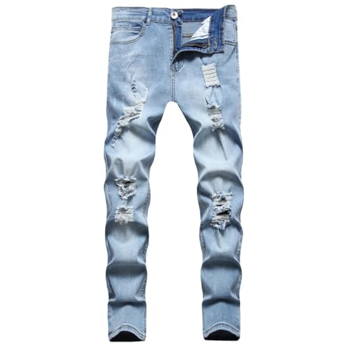 Mens Summer Slim Fit Straight Tube Hip Hop Pants Thin Pants Straight Blue Jean4