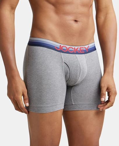 Image of Jockey ZN03 Men's Super Combed Cotton Elastane Stretch Solid Boxer Brief with Ultrasoft Waistband