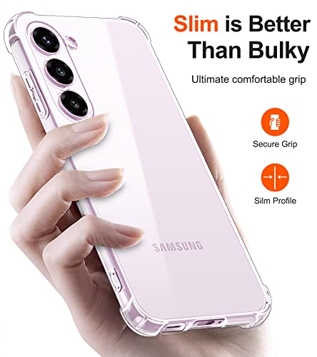 Image of Lustree Back Cover Transparent Case Compatible with Samsung Galaxy S23 Plus | Clear + TPU Case with 4 Corner Air Cushion Protection & Camera Protection | Slim& Stylus Cover