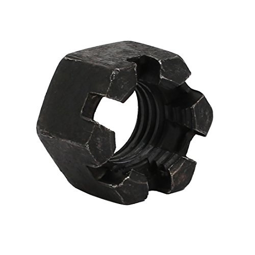Image of uxcell 10pcs M14x2mm Carbon Steel Grade 5.8 Hexagon Slotted Castle Nut Black