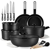 Optimal storage and easy stacking with the handles off saves up to 70% more space of Carote detachable handle pots and pans set, keeping your kitchen neat and organized. As both a cookware set and a dinnerware set, 1-time cleaning for all. Dishwasher...