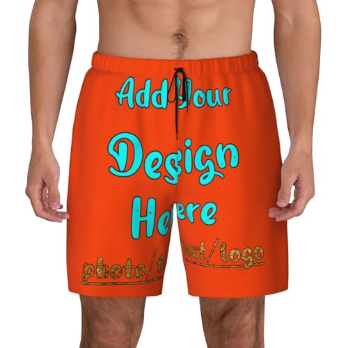 Custom Mens Swim Trunks Add Your Photo Text Logo Quick Dry Compression Liner 2 in 1 Shorts Men Swimsuit3