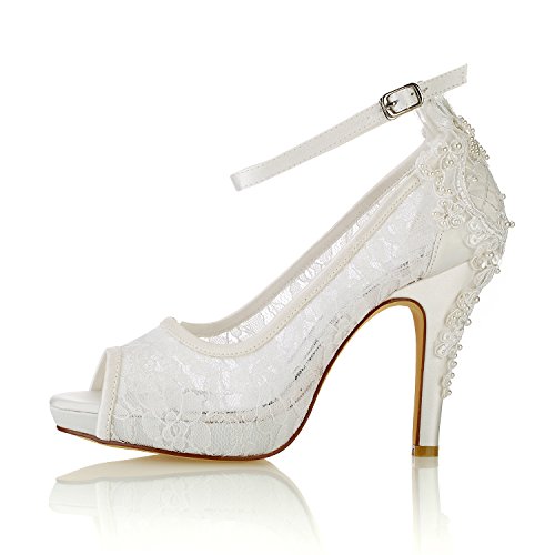 Emily Bridal Wedding Shoes Silk High Heel Peep Toe Pearls Detail Slip on Pumps2