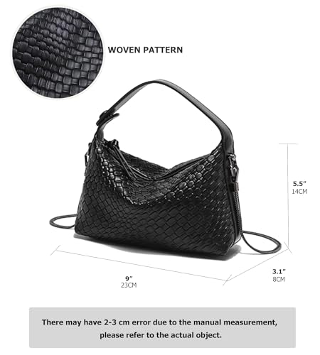Sweetovo Hobo Bag For Women Vegan Leather Small Tote Crossbody Shoulder Purse Woven Pattern Top Handle Handbag Satchel With Detachable Metal Chain thumb #1