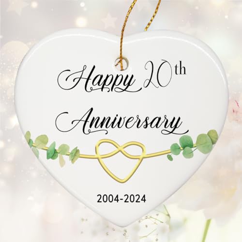 Tagdank DM302 20 Year Anniversary Ornament, 20Th Anniversary Decorations For Couple, 20Th Wedding Anniversary Ornament Keepsake Sign - Heart Plaque - Christmas Ornament Gifts cover