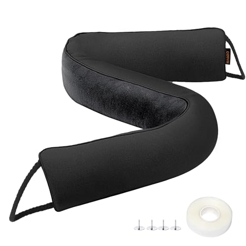 Image of MAGZO Weighted Door Draft Stopper for Bottom of Door 36 Inches, Black | Washable Door Noise Stopper Seals 3 inch Gaps, Under Door Gap Filler with Hanging Loops, Energy Saving