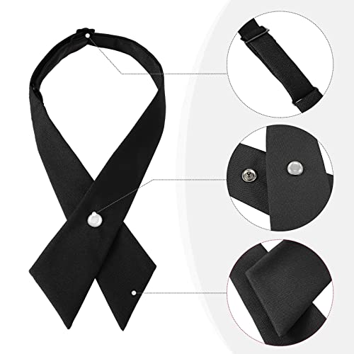 Satinior Mens 3 Pieces Uniform Tie Adjustable Criss Cross Bow School Neck, Black, Medium #TOP1