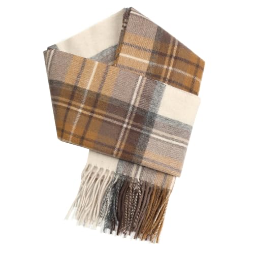 SKNSOFT Winter Pure Wool Plaid Scarf for Men Women...
