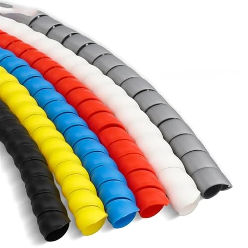 spiral protector 1.5 Meter Cable Casing Cable Sleeves Spiral Wrapping Bands Colorful Flame Retardant Winding Pipe 10mm 16mm 24mm Spiral Bands wraps cable(Yellow,25mm inside diameter)