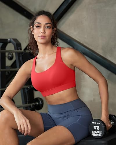Image of RUNNING GIRL Sports Bra for Women,Molded Cup Strappy Running High Impact Sports Bra with Sewn in Pads