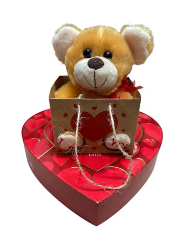 Scatola Cuore Cioccolatini al Latte con Orsetto Peluche, 96g Cioccolatini,