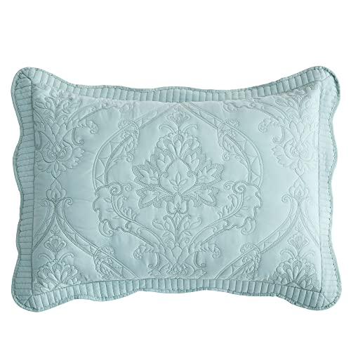 Image of CHIXIN Microfiber King Pillow Shams Set of 2 - Quilted Decorative Pillow Covers - Seaglass - Size (20 inch x 36 inch)