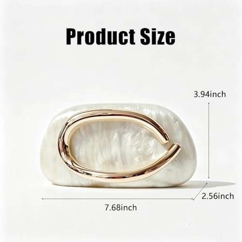 Image of Acrylic Clutch Purse for Women Classic Round Acrylic Evening Handbag Vintage Metal Handlebars Bag for Wedding Party Prom