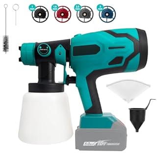 Cordless Paint Sprayer Compatible with Makita Battery, Fence Paint Sprayer, HVLP Spray Gun with 4 Copper Nozzles & 3 Patterns for Home Interior and Exterior, House Painting (Battery Not Included)