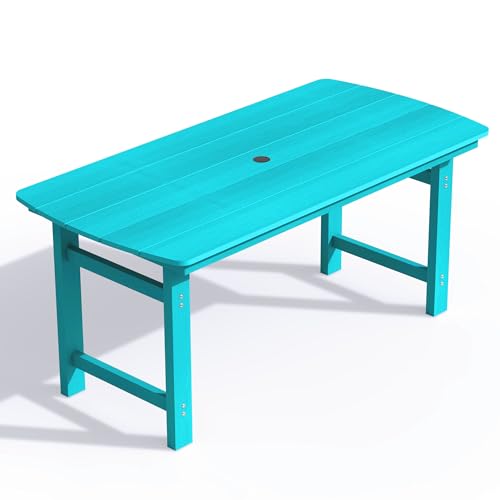 Image of Ciokea HDPE Outdoor Patio Dining Table, All-Weather Furniture, Lake Blue