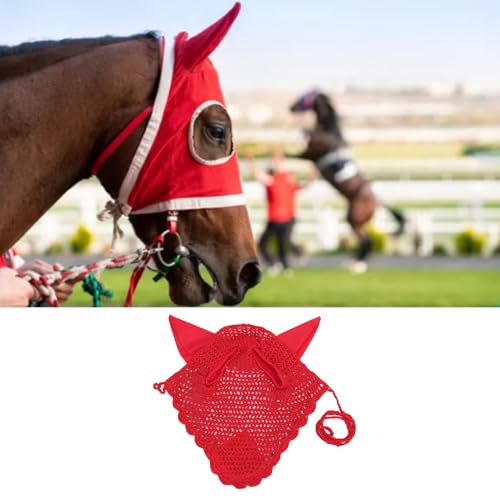 Horse Ear Bonnet, Cotton Horse Fly Bonnet, Cotton Ear Net Crochet for Sensitive Horses, Helps Prevent Disturbances