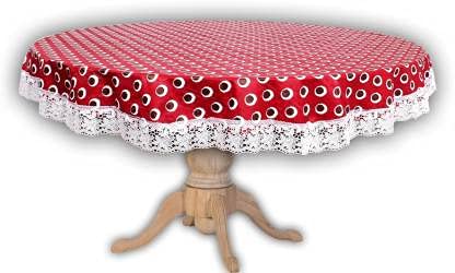SUPERMACY Red Polka Dots Printed Dining Table Cover Red Color with White Lace – 2 Seater Table, 45″ Round (Exact Size) SUPERMACY Red Polka Dots Printed Dining Table Cover Red Color with White Lace – 2 Seater Table, 45″ Round (Exact Size)