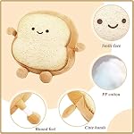 Smiling Humanized Toast Bread Plush Pillow, Cute Kawaii Food Shaped Stuffed Toy, Soft Fluffy Throw Cushion for Sofa Bedroom Dorm Decor, Funny Novelty Gift for Kids Teens Girls(S, Golden Bread)