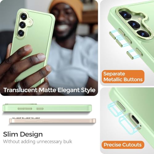 Image of DIZORO Polycarbonate Matte Case for Samsung S25 Plus 5G Translucent Frosted Hard Back Phone Case Anti-Fingerprint Anti-Slip Shockproof Protective Case Cover for Samsung Galaxy S25 Plus 5G Green