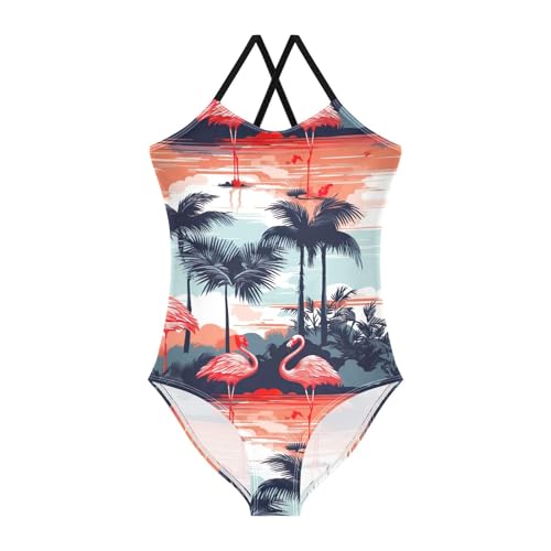 Flamingo Palm Girls One Piece Swimsuit Beach Swimwear 20849066