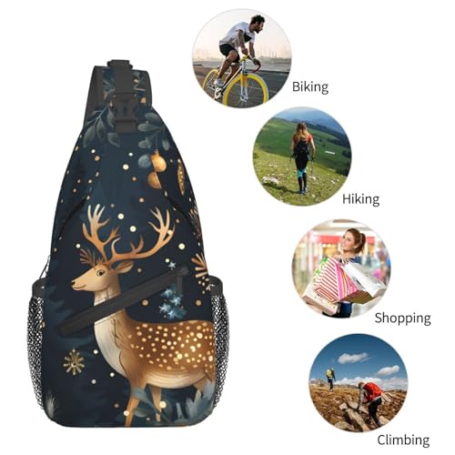 Bolso bandolera unisex con diseño Elk Navidad para viaje miniatura 6