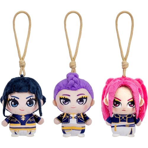 Kpop Demon Hunters 3-Pack 4-inch Clip-On Plush - Rumi Mira and Zoey Mini Collectible Character Clips for On-The-Go Fans - Ages 6+