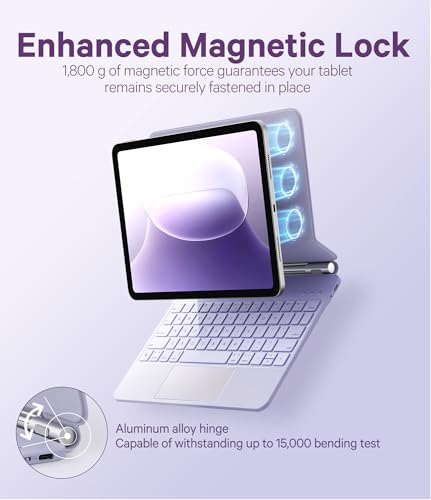 Image of GreenLaw for iPad 11th(A16,2025) /10th(2022) Generation Case with Keyboard, Magic-Style Keyboard Stand, 7 Color Backlit, Stain-Resistant Surface, Multi-Touch Trackpad, Light Purple