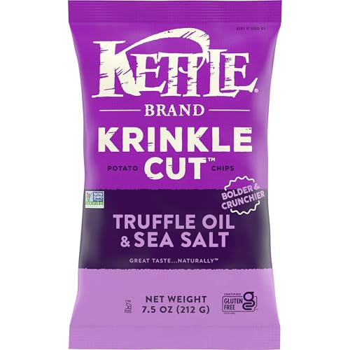 Kettle Brand Potato Chips, Krinkle Cut, Truffle Oil & Sea Salt Kettle Chips, 7.5 Oz